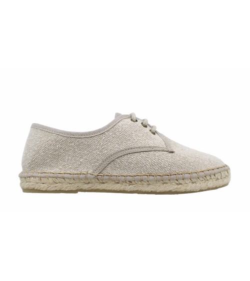 FLAT ESPADRILLE WITH LACES IN RECYCLED CANVAS