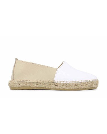 CLOSED-TOE FLAT ESPADRILLE IN MIXED LEATHER