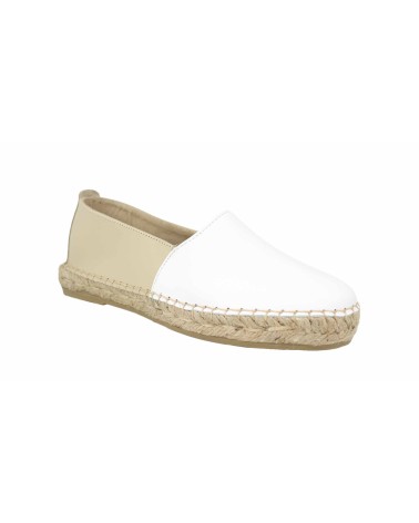 CLOSED-TOE FLAT ESPADRILLE IN MIXED LEATHER