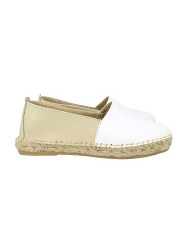 CLOSED-TOE FLAT ESPADRILLE IN MIXED LEATHER