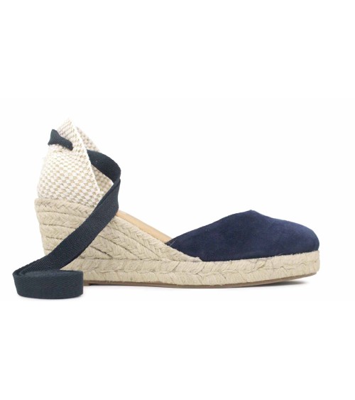 VALENCIAN ESPADRILLE WITH WEDGE AND RIBBONS IN SUEDE