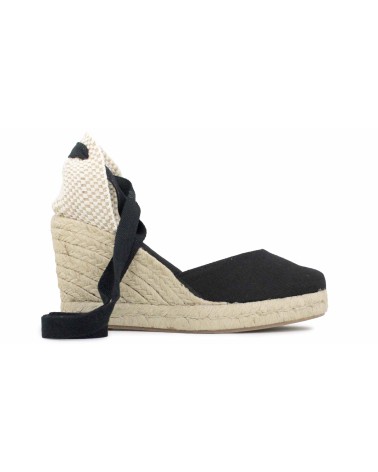 VALENCIAN ESPADRILLE WITH WEDGE AND RIBBONS IN CANVAS
