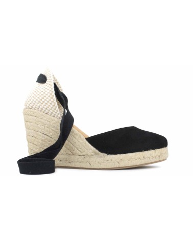 ALPARGATA VALENCIANA COM SALTO E CINTAS EM LONA