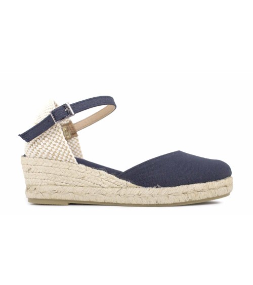 ALPARGATA VALENCIANA COM SALTO E FIVELA EM LONA