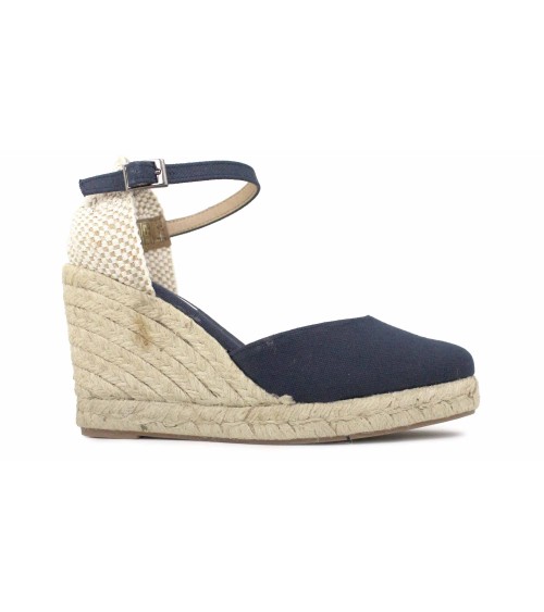 ALPARGATA VALENCIANA COM SALTO E FIVELA EM LONA