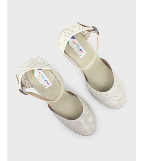ALPARGATA VALENCIANA COM SALTO E FIVELA EM LONA