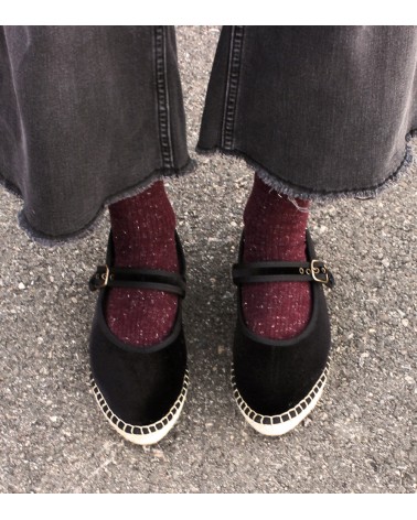 Women’s Velvet Espadrille Mary Jane with Jute Sole – Alpargatus