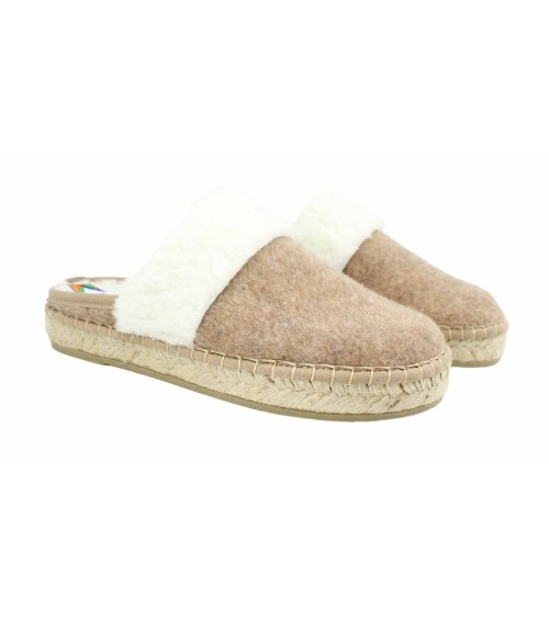 Zapatillas de casa abiertas atrás de fieltro con plantillas extraíbles | Hechas en España