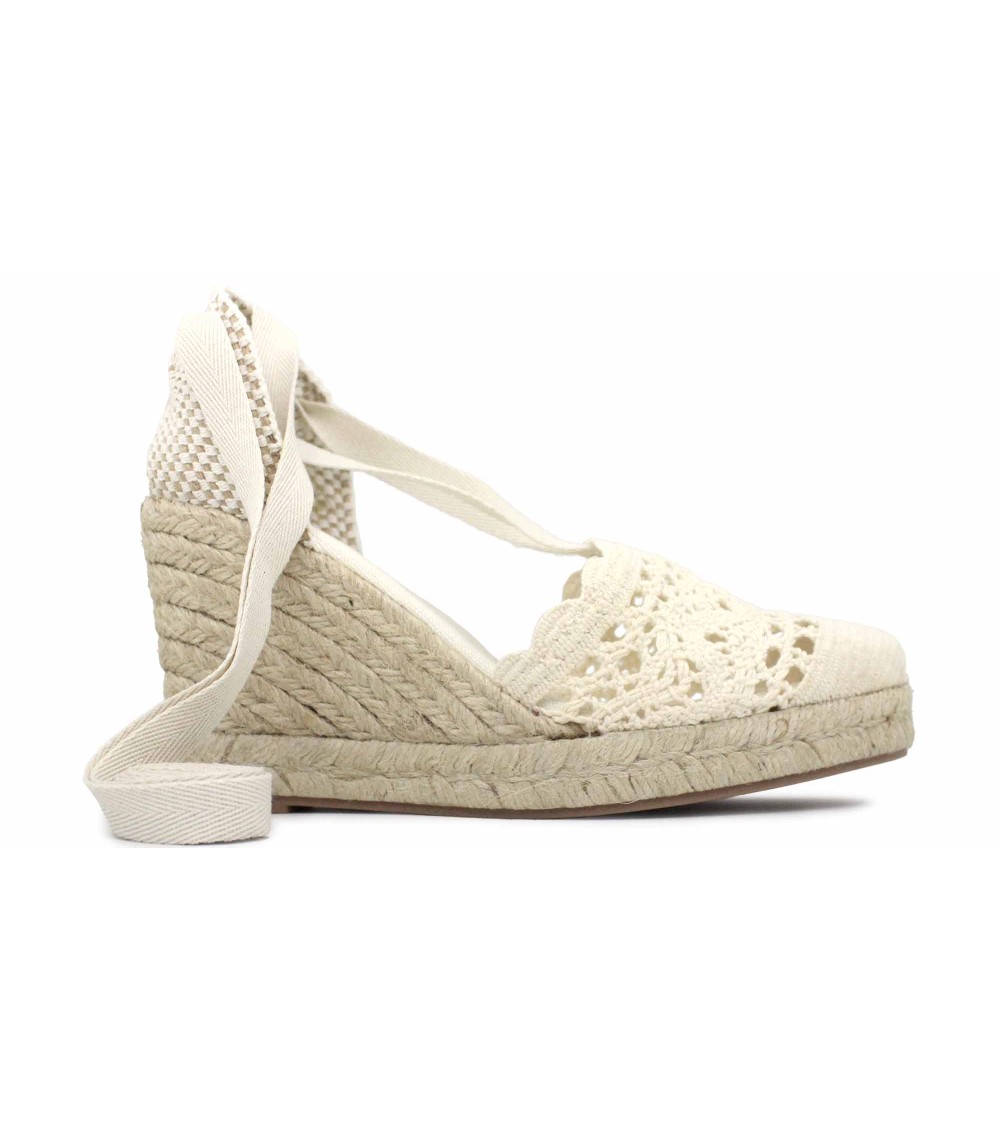CROCHETED ESPADRILLE WITH WEDGE AND RIBBONS