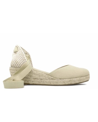 ALPARGATA VALENCIANA CON CUÑA Y CINTAS EN LONA