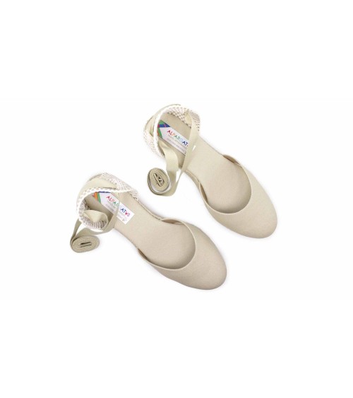 ALPARGATA VALENCIANA CON CUÑA Y CINTAS EN LONA