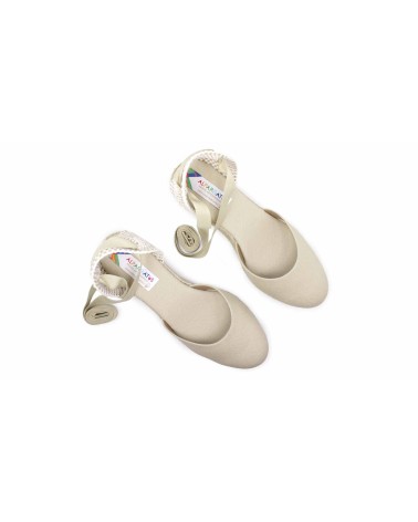 ALPARGATA VALENCIANA CON CUÑA Y CINTAS EN LONA