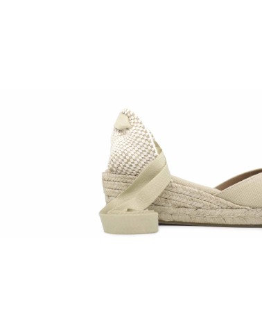 ALPARGATA VALENCIANA CON CUÑA Y CINTAS EN LONA