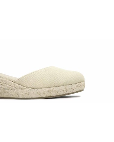 ALPARGATA VALENCIANA CON CUÑA Y CINTAS EN LONA