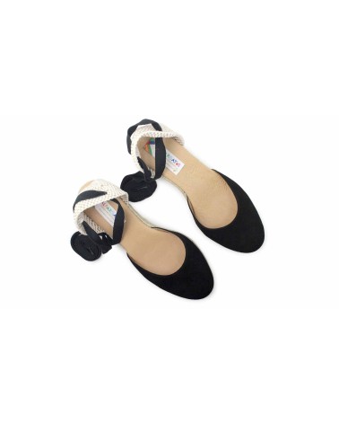 ESPADRILLE VALENCIENNE AVEC CUNETTE ET RUBANS EN DAIM