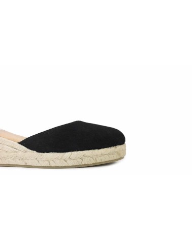 VALENCIAN ESPADRILLE WITH WEDGE AND RIBBONS IN SUEDE