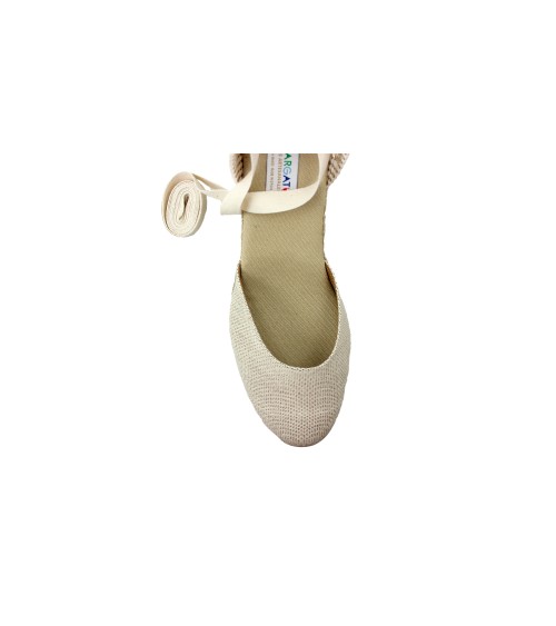 VALENCIAN ESPADRILLE WITH WEDGE AND RIBBONS IN CANVAS