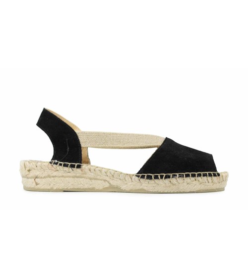 ESPADRILLE OUVERTE AVEC ÉLASTIQUES EN DAIM