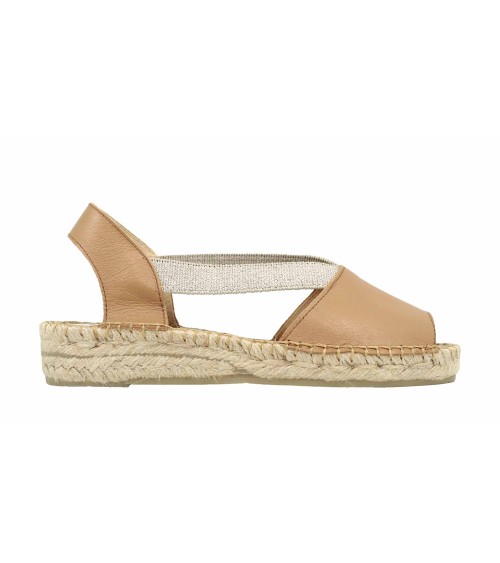 OPEN ESPADRILLE WITH ELASTICS IN LEATHER
