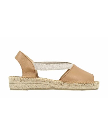OPEN ESPADRILLE WITH ELASTICS IN LEATHER