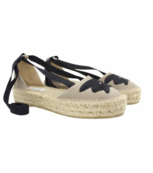 ESPADRILLE VALENCIENNE EN CROÛTE DE CUIR AVEC PLATEFORME