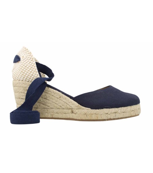 VALENCIAN ESPADRILLE WITH WEDGE AND RIBBONS IN CANVAS