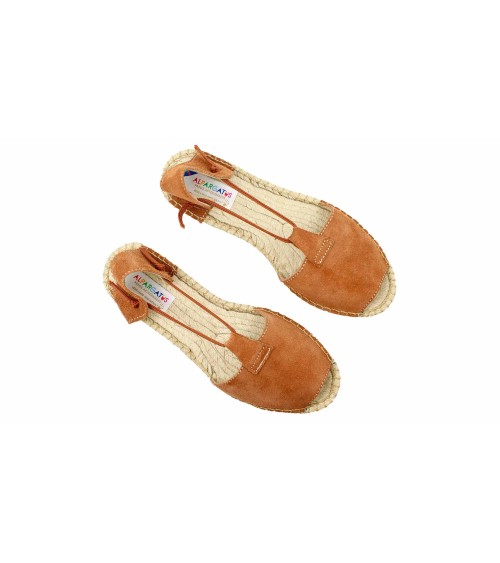 OPEN ESPADRILLE WITH ELASTICS IN SUEDE. 