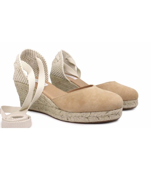 ALPARGATA VALENCIANA CON CUÑA Y CINTAS EN LONA