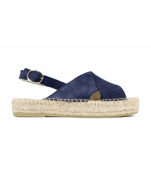 SANDALE EN CROÛTE DE CUIR AVEC PLATEFORME